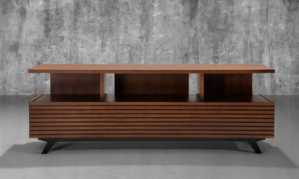 TANGO-75" CONTEMPORARY MEDIA CONSOLE IN A RICH COGNAC FINISH OVER BRAZILIAN CHERRY