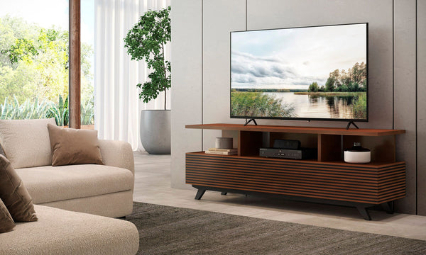 TANGO-75" CONTEMPORARY MEDIA CONSOLE IN A RICH COGNAC FINISH OVER BRAZILIAN CHERRY