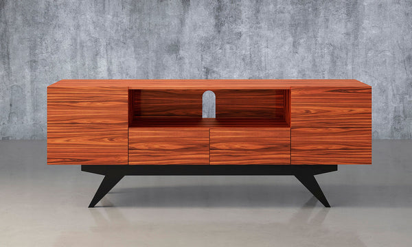 MAXWELL-78" EXOTIC MEDIA CONSOLE IN SOUTH AMERICAN IRON WOOD