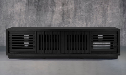 OLIVER-82" OAK MEDIA CONSOLE IN AN EBONY FINISH