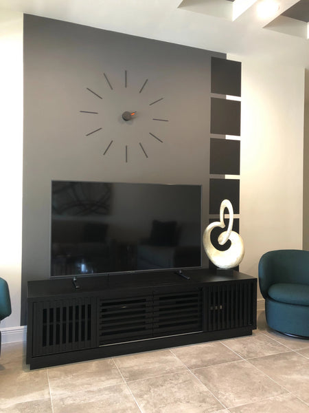 OLIVER-82" OAK MEDIA CONSOLE IN AN EBONY FINISH
