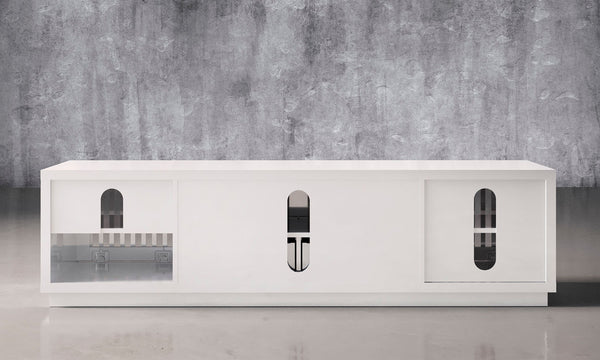 82" White Lacquer Media Console FT82WSLW