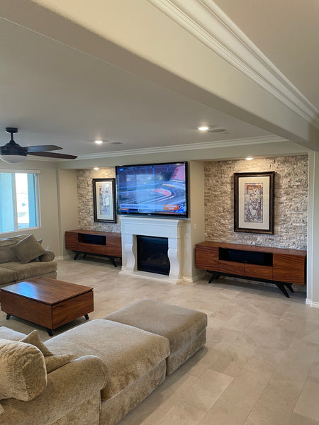 MAXWELL-78" EXOTIC MEDIA CONSOLE IN SOUTH AMERICAN IRON WOOD