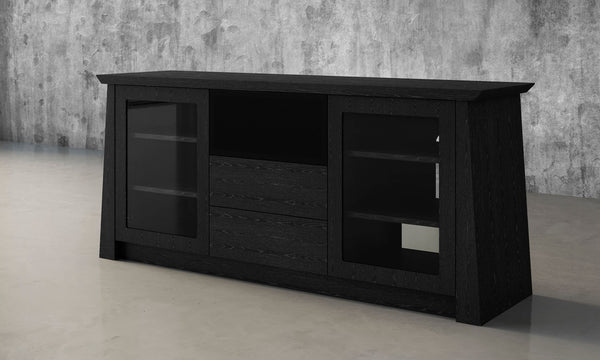 70" Ebony Cherry Wood Media Console Formoso Side View