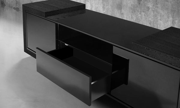 75" Black Lacquer Ebony Oak Media Console FT75FAEB