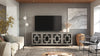 ISABELLA-86" STUNNING OAK MEDIA CONSOLE IN A SOOTHING COASTAL GREY FINISH