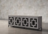 ISABELLA-86" STUNNING OAK MEDIA CONSOLE IN A SOOTHING COASTAL GREY FINISH
