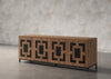 ISABELLA-86" WALNUT MEDIA CONSOLE/BUFFET FEATURING A GREEK KEY PATTERN