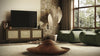 MADELINA -75" MID-CENTURY MODERN SOLID PINE TVCONSOLE/SIDEBOARD WITH CANE DOORS IN A WALNUT FINISH