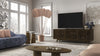 SOPHIA -75" MID-CENTURY MODERN SOLID PINE TVCONSOLE/SIDEBOARD WITH SLATTED DOORS IN A WALNUT FINISH