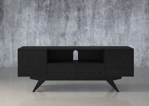 MAXWELL-78" EBONY MEDIA CONSOLE IN AMERICAN RED OAK