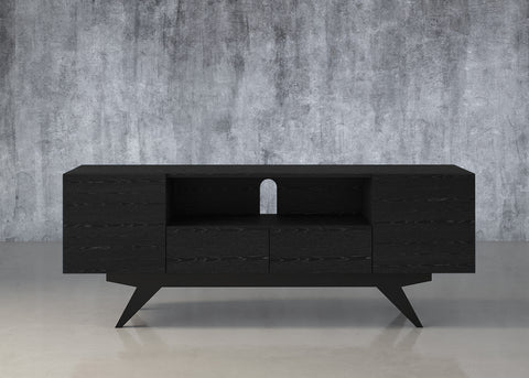 MAXWELL-78" EBONY MEDIA CONSOLE IN AMERICAN RED OAK
