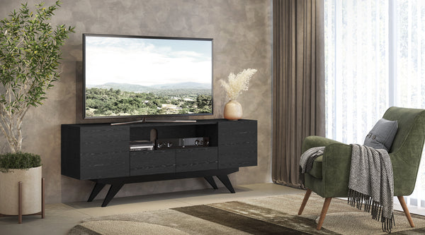 MAXWELL-78" EBONY MEDIA CONSOLE IN AMERICAN RED OAK