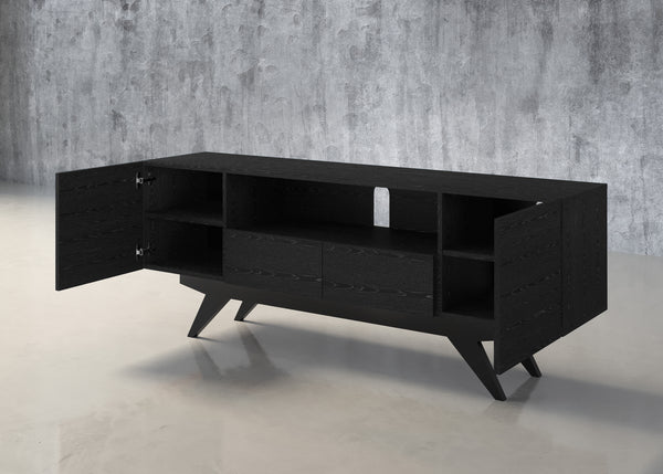 MAXWELL-78" EBONY MEDIA CONSOLE IN AMERICAN RED OAK