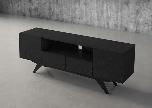 MAXWELL-78" EBONY MEDIA CONSOLE IN AMERICAN RED OAK