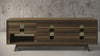 MADELINA -75" MID-CENTURY MODERN SOLID PINE TVCONSOLE/SIDEBOARD WITH CANE DOORS IN A WALNUT FINISH
