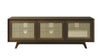 MADELINA -75" MID-CENTURY MODERN SOLID PINE TVCONSOLE/SIDEBOARD WITH CANE DOORS IN A WALNUT FINISH