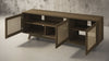 MADELINA -75" MID-CENTURY MODERN SOLID PINE TVCONSOLE/SIDEBOARD WITH CANE DOORS IN A WALNUT FINISH