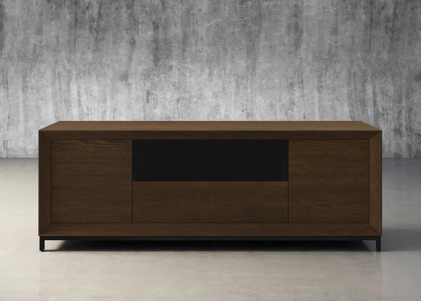 PETER-86" AMERICAN RED OAK MEDIA CONSOLE WITH A CHOCOLATE FINISH