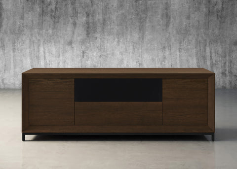 PETER-86" AMERICAN RED OAK MEDIA CONSOLE WITH A CHOCOLATE FINISH