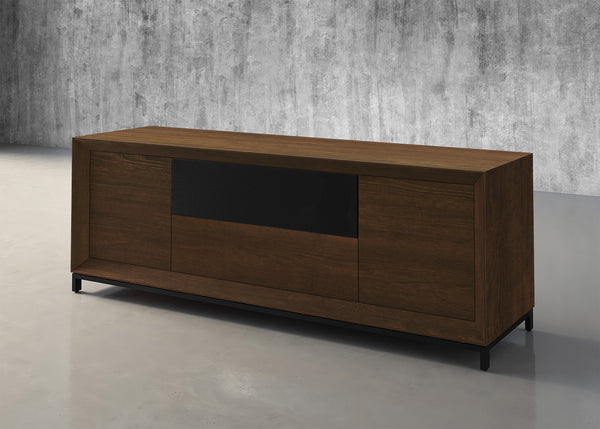 PETER-86" AMERICAN RED OAK MEDIA CONSOLE WITH A CHOCOLATE FINISH