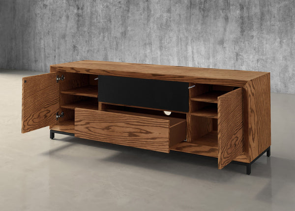 PETER-86" AMERICAN RED OAK MEDIA CONSOLE WITH A HONEY FINISH