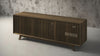 SOPHIA -75" MID-CENTURY MODERN SOLID PINE TVCONSOLE/SIDEBOARD WITH SLATTED DOORS IN A WALNUT FINISH