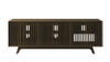 SOPHIA -75" MID-CENTURY MODERN SOLID PINE TVCONSOLE/SIDEBOARD WITH SLATTED DOORS IN A WALNUT FINISH