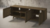 SOPHIA -75" MID-CENTURY MODERN SOLID PINE TVCONSOLE/SIDEBOARD WITH SLATTED DOORS IN A WALNUT FINISH
