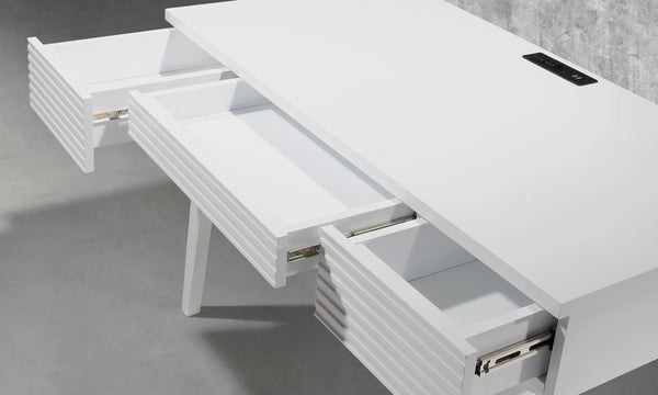 48" MID-CENTURY WHITE LACQUER WRITING DESK - TANGO-DK48WH