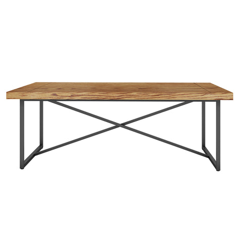 X COFFEE TABLE- HONEY OAK WITH GRAPHITE TUBULAR STEEL BASE