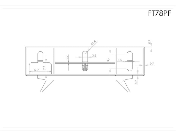 78" Stunning Mid-Century Modern Iron Wood Media Console FT78PF