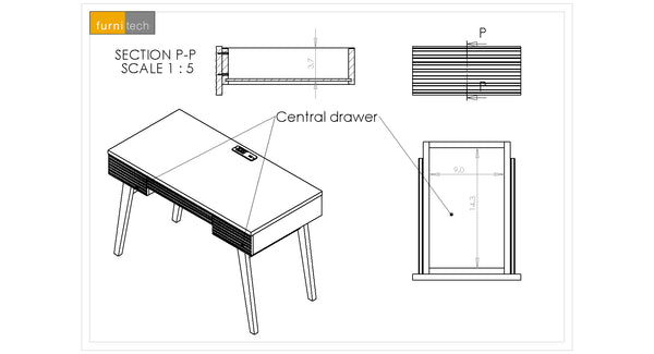 48" MID-CENTURY MODERN COASTAL GREY WRITING DESK - TANGO-DK48CG