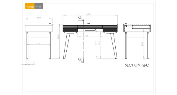 48" MID-CENTURY MODERN COASTAL GREY WRITING DESK - TANGO-DK48CG