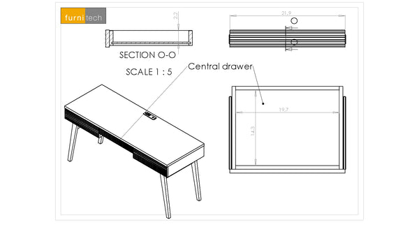 66" MID-CENTURY MODERN OAK WRITING DESK - TANGO-DK66HO